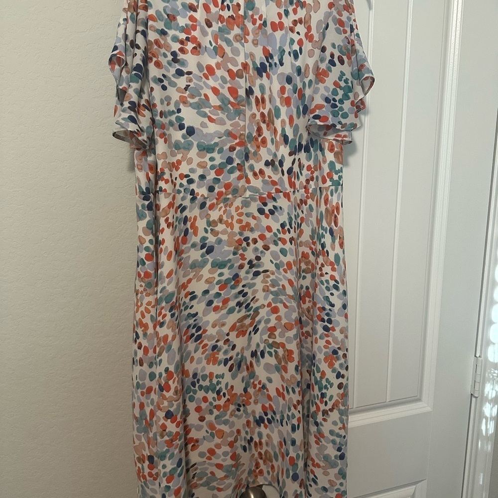 Anthropologie Maeve Flutter Sleeve High Low Dress Watercolor Dot Size‎ Small - Picture 10 of 13